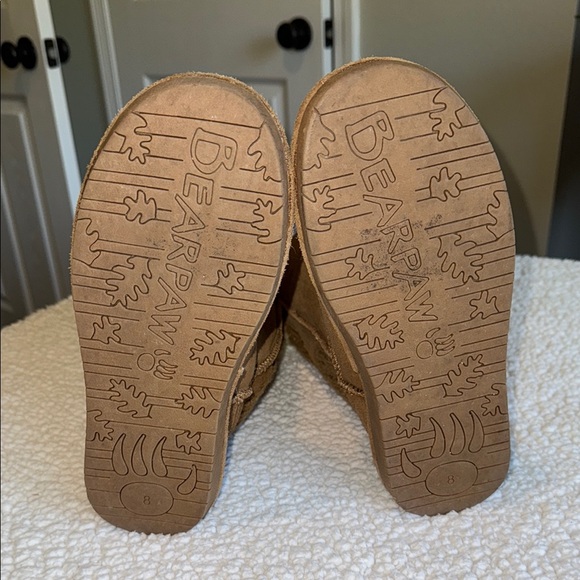 Women’s Bearpaw “Stella” Brown Knit & Suede Boots with Cream Fur Lining. Size 8 - Picture 7 of 9